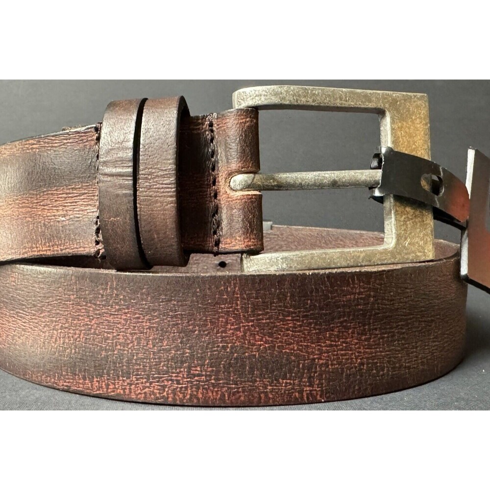 American Bison Genuine Leather Belt Mens 32 Mahagony Brown